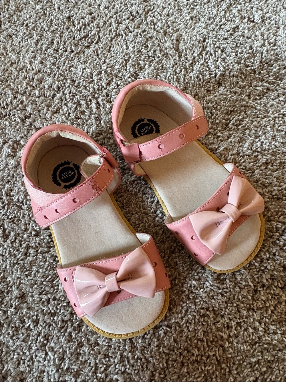 Livie & Luca Kids Pink Bow Sandals - Comfortable Strap Closure